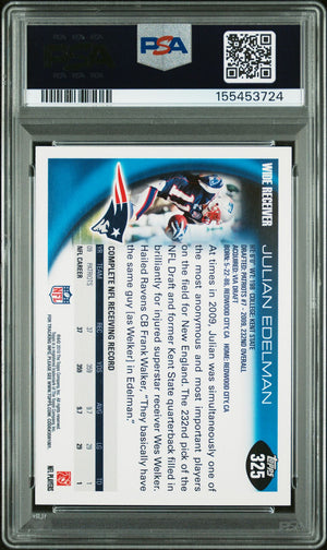 Julian Edelman 2010 Topps New England Patriots Signed Football Card #325 Graded PSA 10 Auto 10 Cert #155453724-Powers Sports Memorabilia