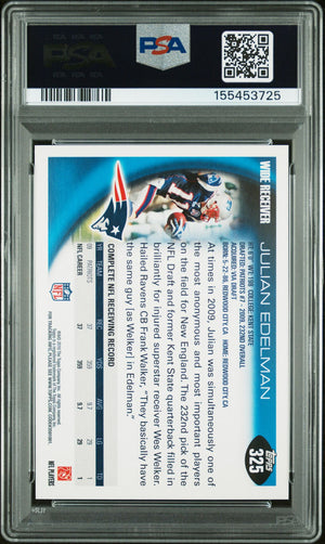 Julian Edelman 2010 Topps New England Patriots Signed Football Card #325 Graded PSA 10 Auto 10 Cert #155453725-Powers Sports Memorabilia