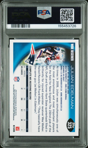 Julian Edelman 2010 Topps New England Patriots Signed Football Card #325 Graded PSA 9 Auto 10 Cert #155453726-Powers Sports Memorabilia