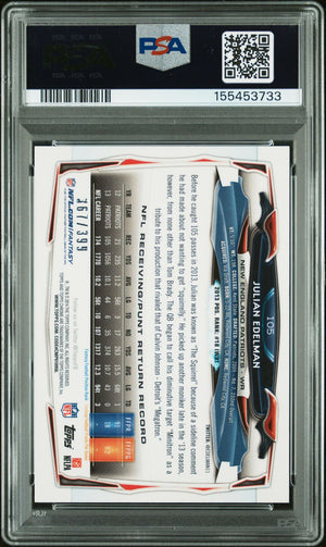 Julian Edelman 2014 Topps Chrome Pink Refractor New England Patriots Signed Football Card #105 Graded PSA 9 Auto 10 Serial 367/399 Cert #155453733-Powers Sports Memorabilia