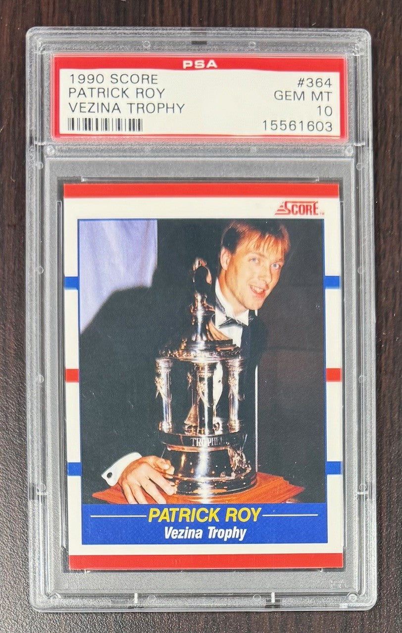 Patrick Roy 1990 Score Vezina Trophy Hockey Card #364 Graded PSA 10 Cert #15561603-Powers Sports Memorabilia