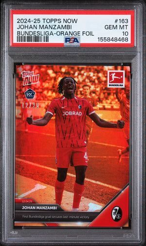 Johan Manzambi 2024 Topps NOW Orange RC Rookie Card #163 PSA 10 12/25