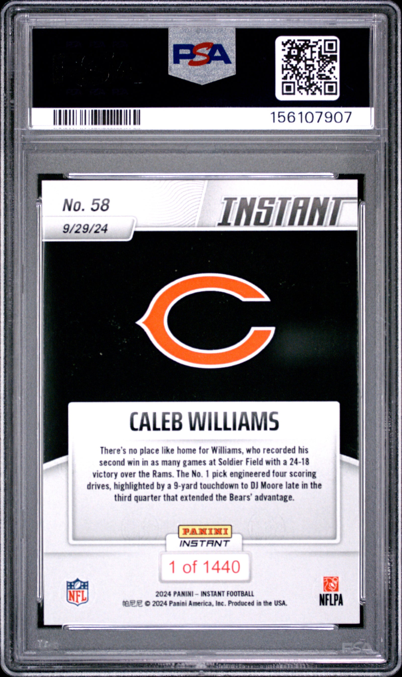 Caleb Williams 2024 Panini Instant Rookie Card #58 PSA 10-Powers Sports Memorabilia