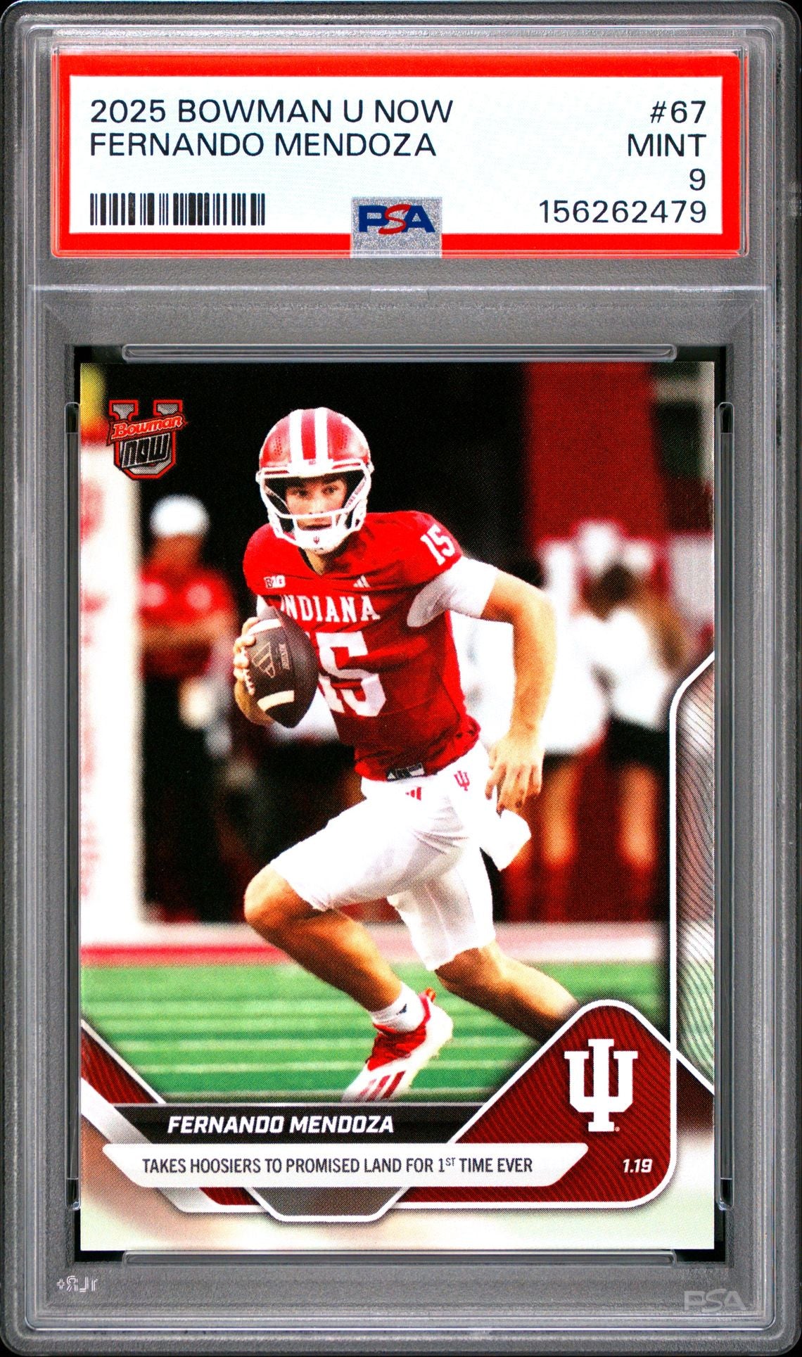 Fernando Mendoza 2025 Bowman U Now Indiana Hoosiers 1st National Championship Football RC Rookie Card #67 Graded PSA 9 Cert #156262479-Powers Sports Memorabilia
