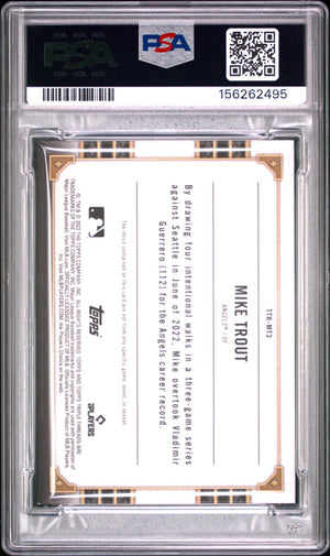 Mike Trout 2022 Triple Threads Relics Patch Los Angeles Angels Baseball Card #TTRMT3 Graded PSA 9 Serial #28/36 Cert #156262495-Powers Sports Memorabilia