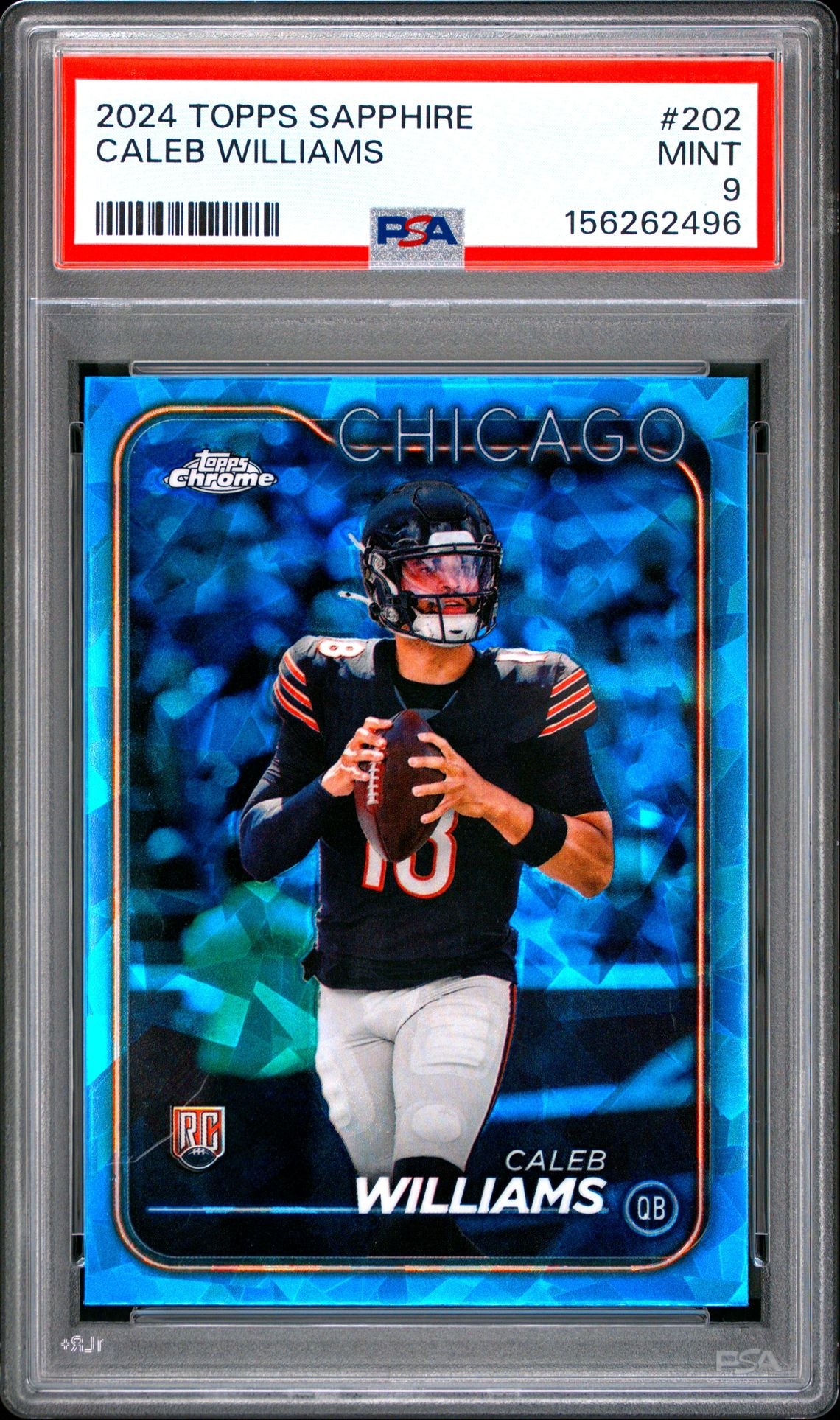 Caleb Williams 2024 Topps Sapphire Chicago Bears Football RC Rookie Card #202 Graded PSA 9 Cert #156262496-Powers Sports Memorabilia