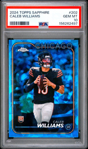 Caleb Williams 2024 Topps Sapphire Chicago Bears Football RC Rookie Card #202 Graded PSA 10 Cert #156262497-Powers Sports Memorabilia