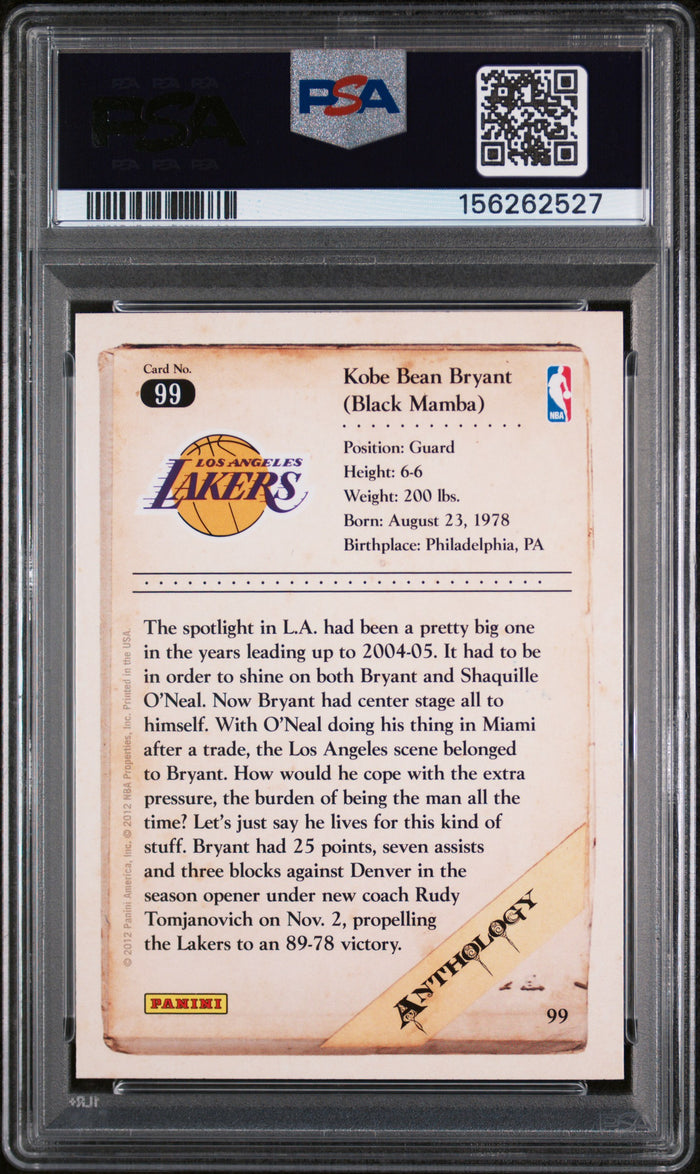 Kobe Bryant 2012 Panini Kobe Anthology Lakers Card #99 PSA 9-Powers Sports Memorabilia
