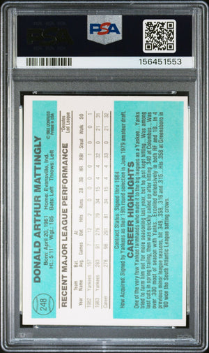 Don Mattingly 1984 Donruss Rookie Card #248 PSA 7 Auto 10