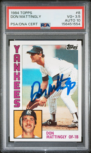 Don Mattingly 1984 Topps Rookie Card #8 PSA 3.5 Auto 10 156451554