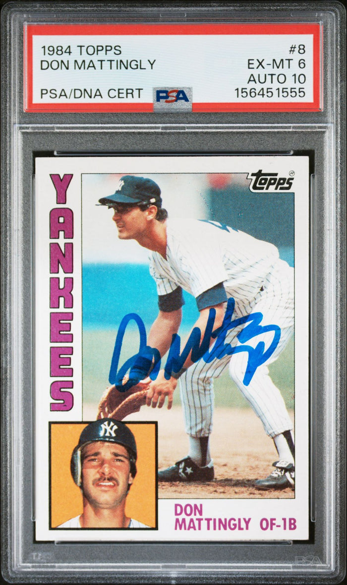 Don Mattingly 1984 Topps Rookie Card #8 PSA 6 Auto 10 156451555