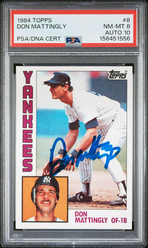 Don Mattingly 1984 Topps Rookie Card #8 PSA 8 Auto 10 156451556