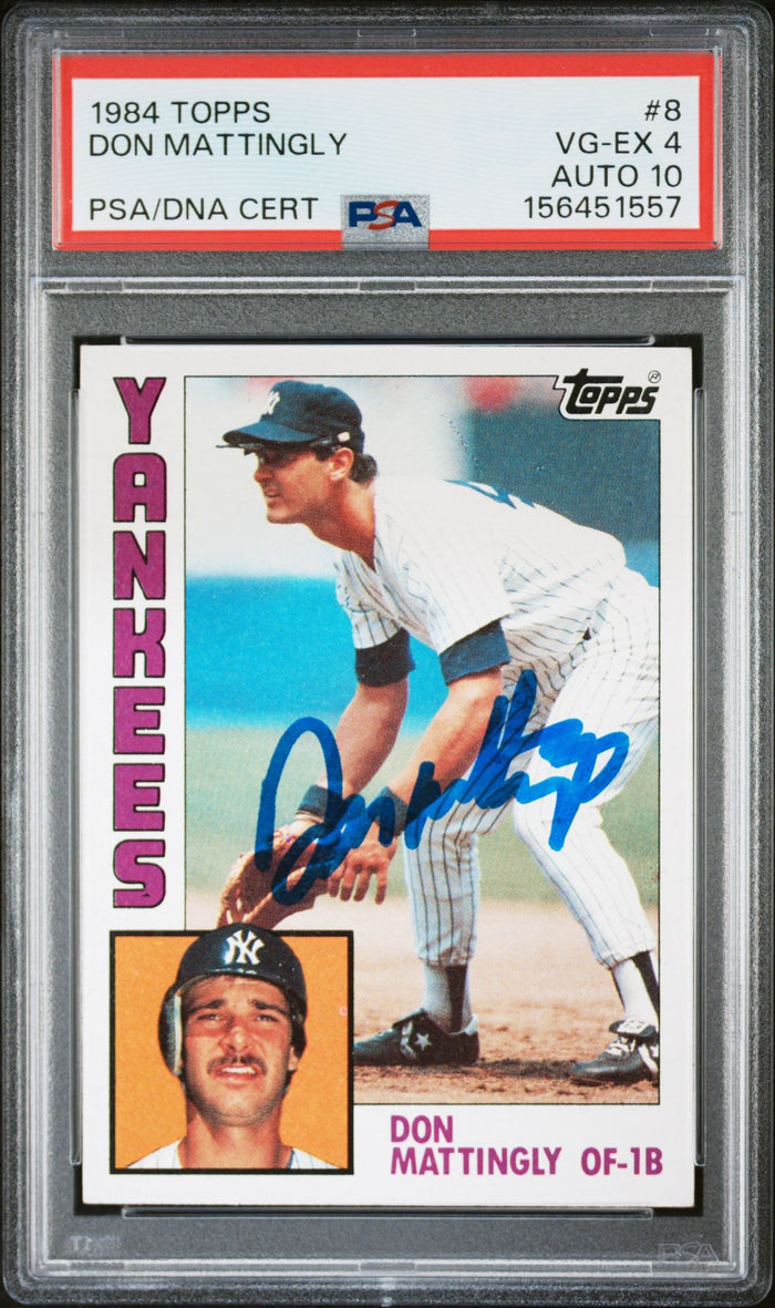 Don Mattingly 1984 Topps Rookie Card #8 PSA 4 Auto 10 156451557