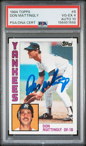 Don Mattingly 1984 Topps Rookie Card #8 PSA 4 Auto 10 156451558