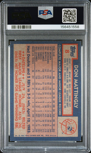Don Mattingly 1984 Topps Rookie Card #8 PSA 4 Auto 10 156451558
