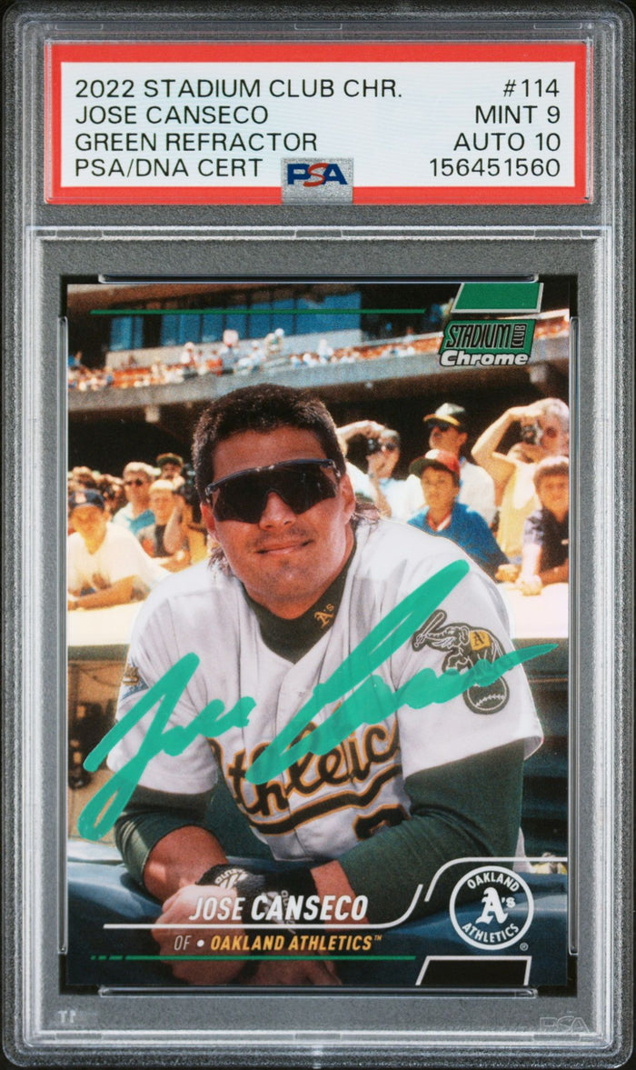 Jose Canseco 2022 Topps Club Chrome Green Card #114 PSA 9 Auto 10 53/99