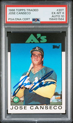 Jose Canseco 1986 Topps Traded Rookie Card #20T PSA 6 Auto 10 156451564