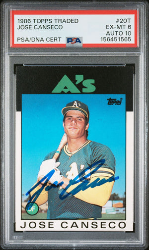 Jose Canseco 1986 Topps Traded Rookie Card #20T PSA 6 Auto 10 156451565