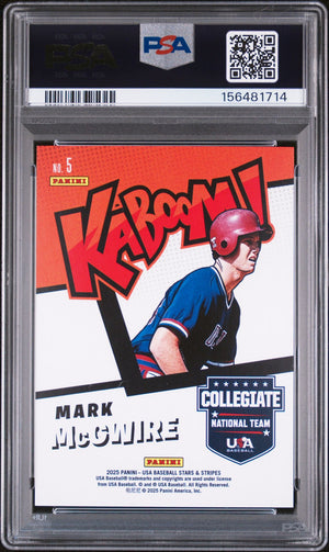 Mark McGwire 2025 Stars & Stripes USA Kaboom! Signed Baseball Card #5 Graded PSA 10 Auto 10 Cert #156481714