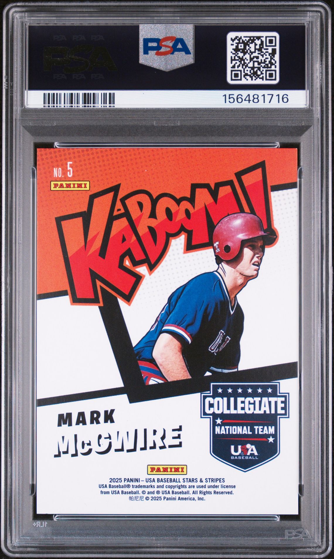 Mark McGwire 2025 Stars & Stripes USA Kaboom! Signed Baseball Card #5 Graded PSA 9 Auto 10 Cert #156481716