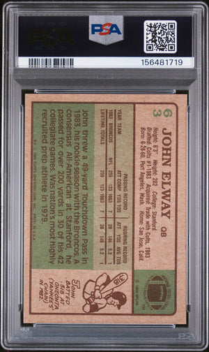 John Elway 1984 Topps Denver Broncos Signed Football RC Rookie Card #63 Graded PSA 7 Auto 10 Cert #156481719