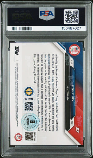 Stephen Curry 2024 Topps Now Olympics Team USA Night Night Signed Basketball Card #27 Graded PSA 9 Auto 9 Cert #156487027