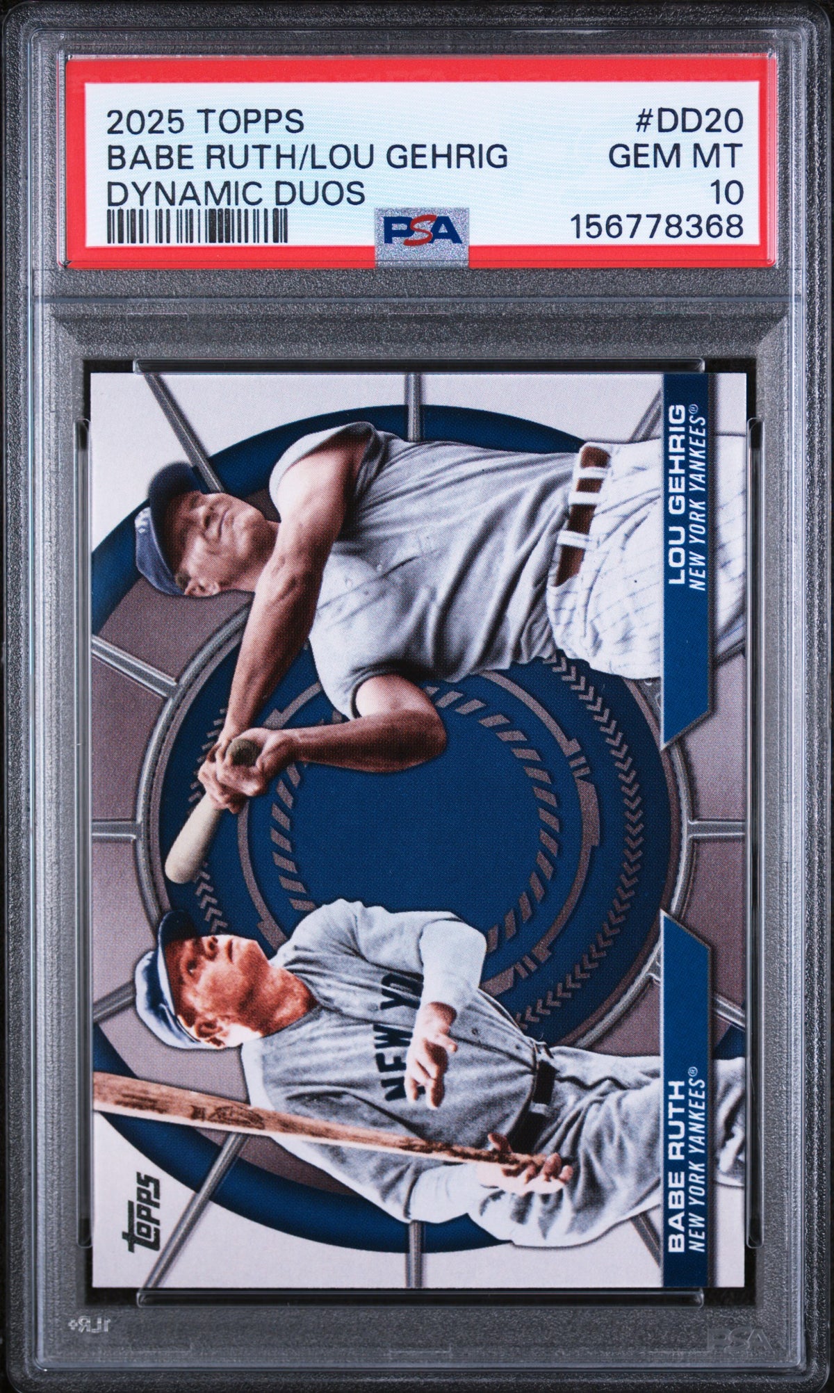 Babe Ruth Lou Gehrig 2025 Topps Dynamic Duos Card #DD20 PSA 10