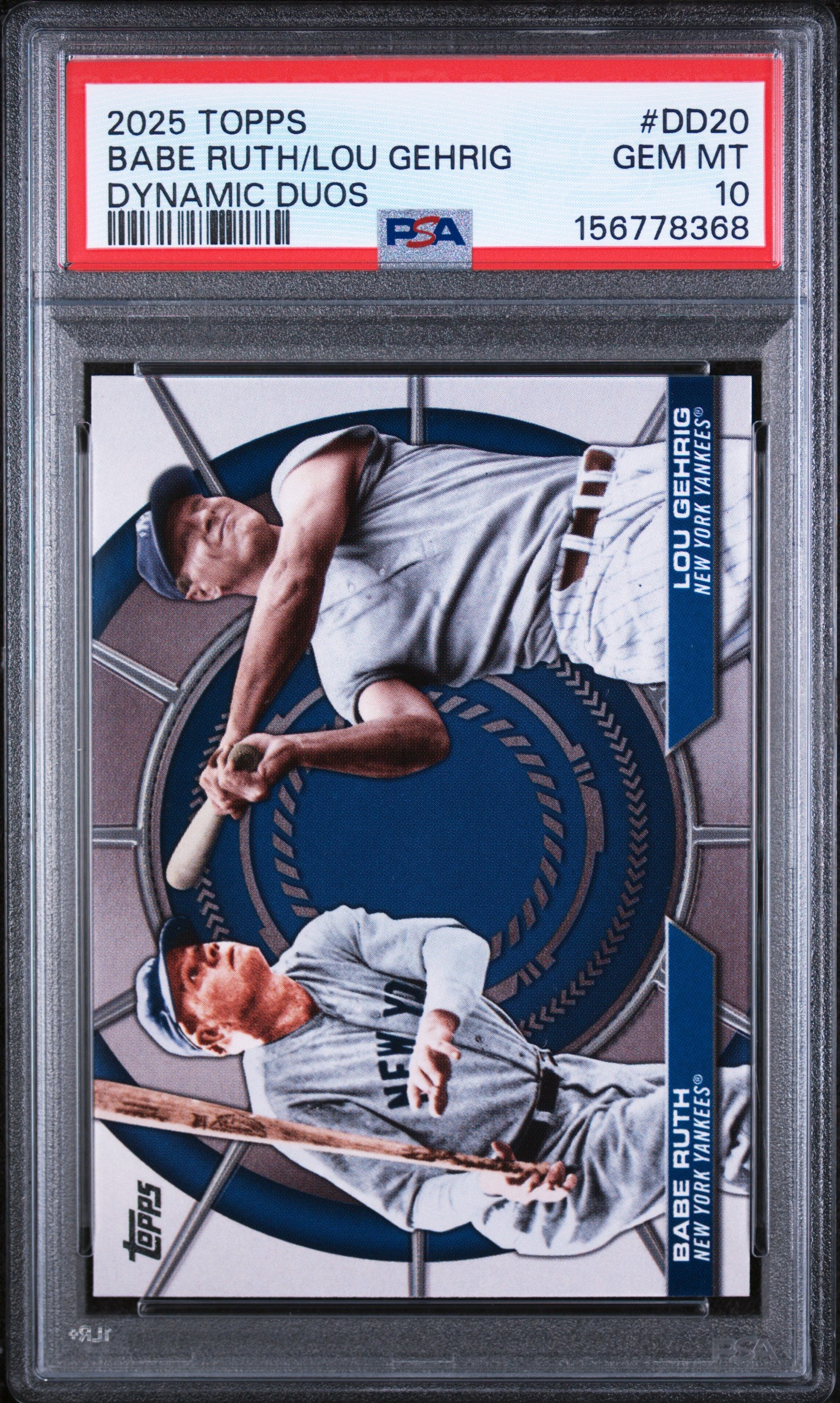 Babe Ruth Lou Gehrig 2025 Topps Dynamic Duos Card #DD20 PSA 10