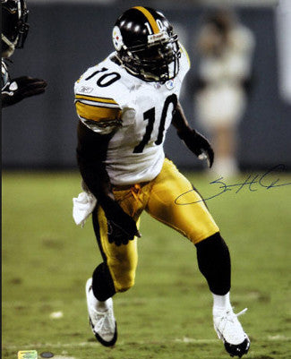 Santonio Holmes Autographed Pittsburgh Steelers 16x20 Photo (white jersey) - Holmes Hologram-Powers Sports Memorabilia