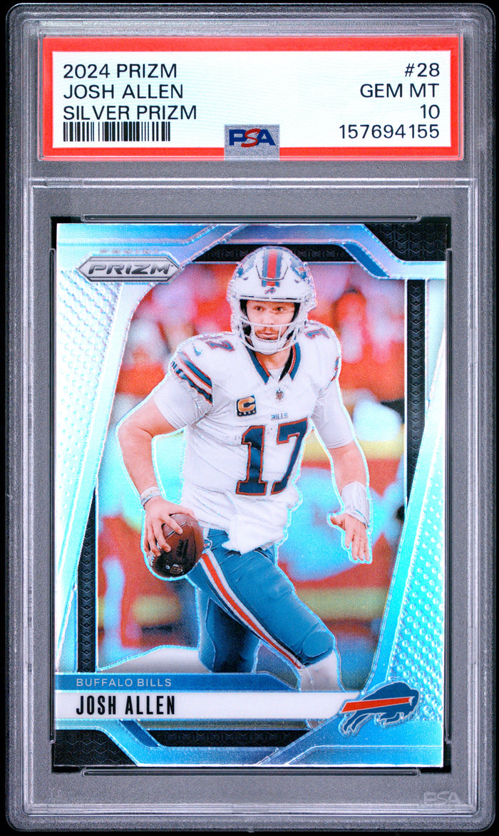 Josh Allen 2024 Panini Prizm Silver Bills Card #28 PSA 10