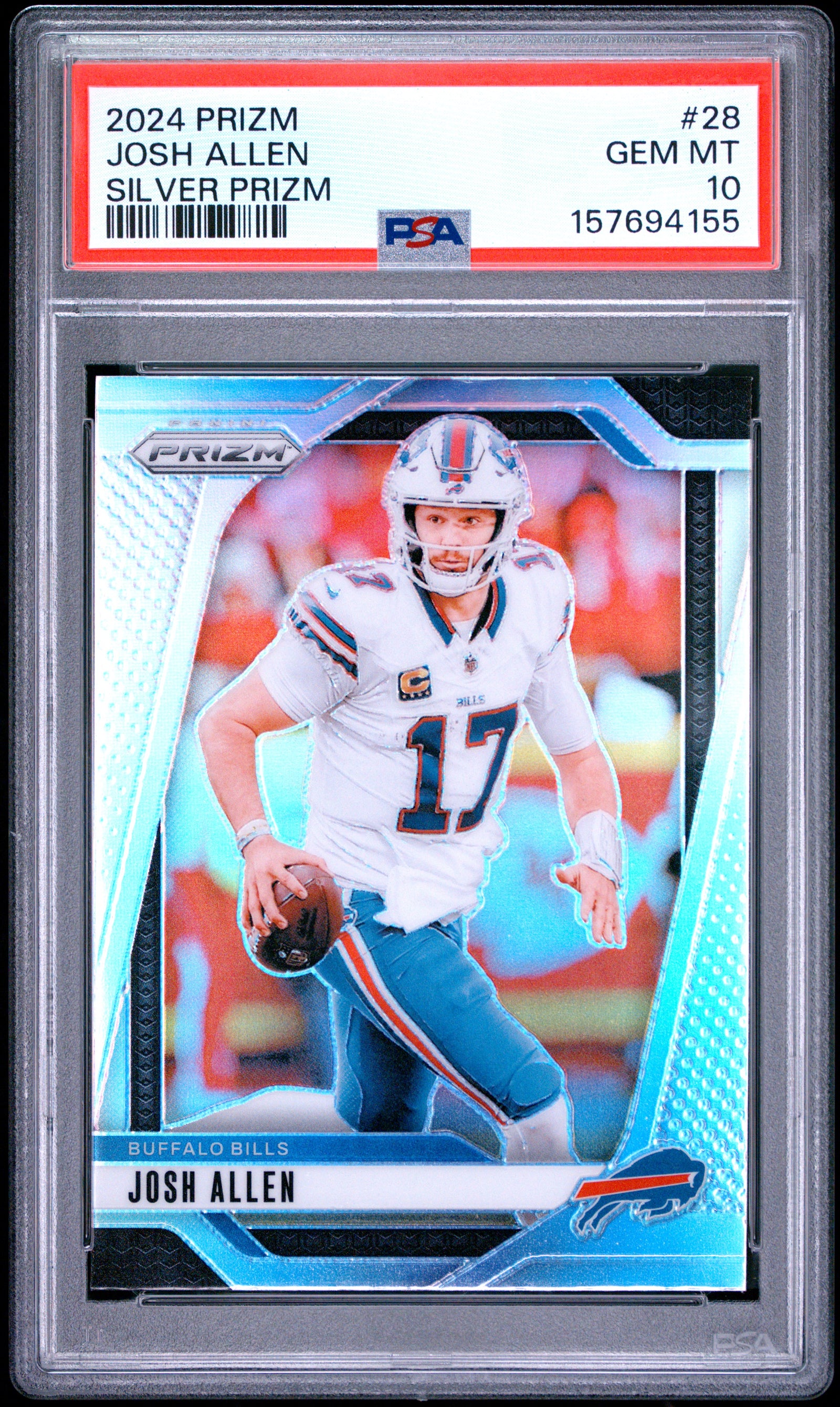 Josh Allen 2024 Panini Prizm Silver Bills Card #28 PSA 10-Powers Sports Memorabilia