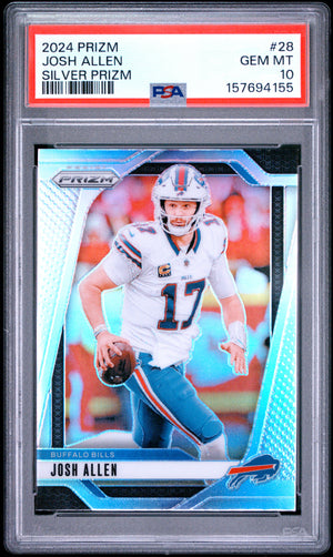 Josh Allen 2024 Panini Prizm Silver Bills Card #28 PSA 10