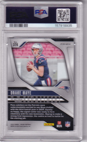 Drake Maye 2024 Panini Prizm Silver Rookie Card #329 PSA 8