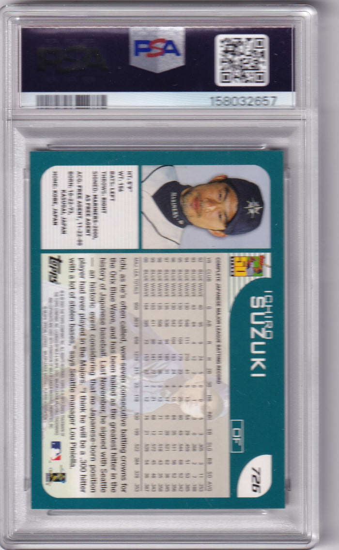 Ichiro Suzuki 2001 Topps Mariners Rookie Card #726 PSA 8-Powers Sports Memorabilia
