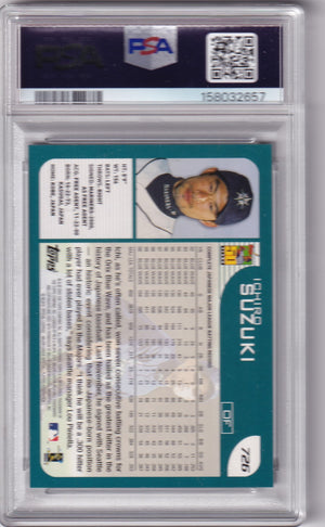 Ichiro Suzuki 2001 Topps Mariners Rookie Card #726 PSA 8