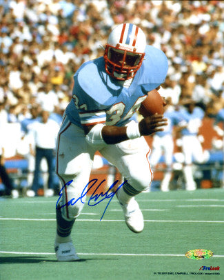 Earl Campbell Autographed Houston Oilers 8X10 Photo (blue jersey)- Tri-Star Hologram-Powers Sports Memorabilia