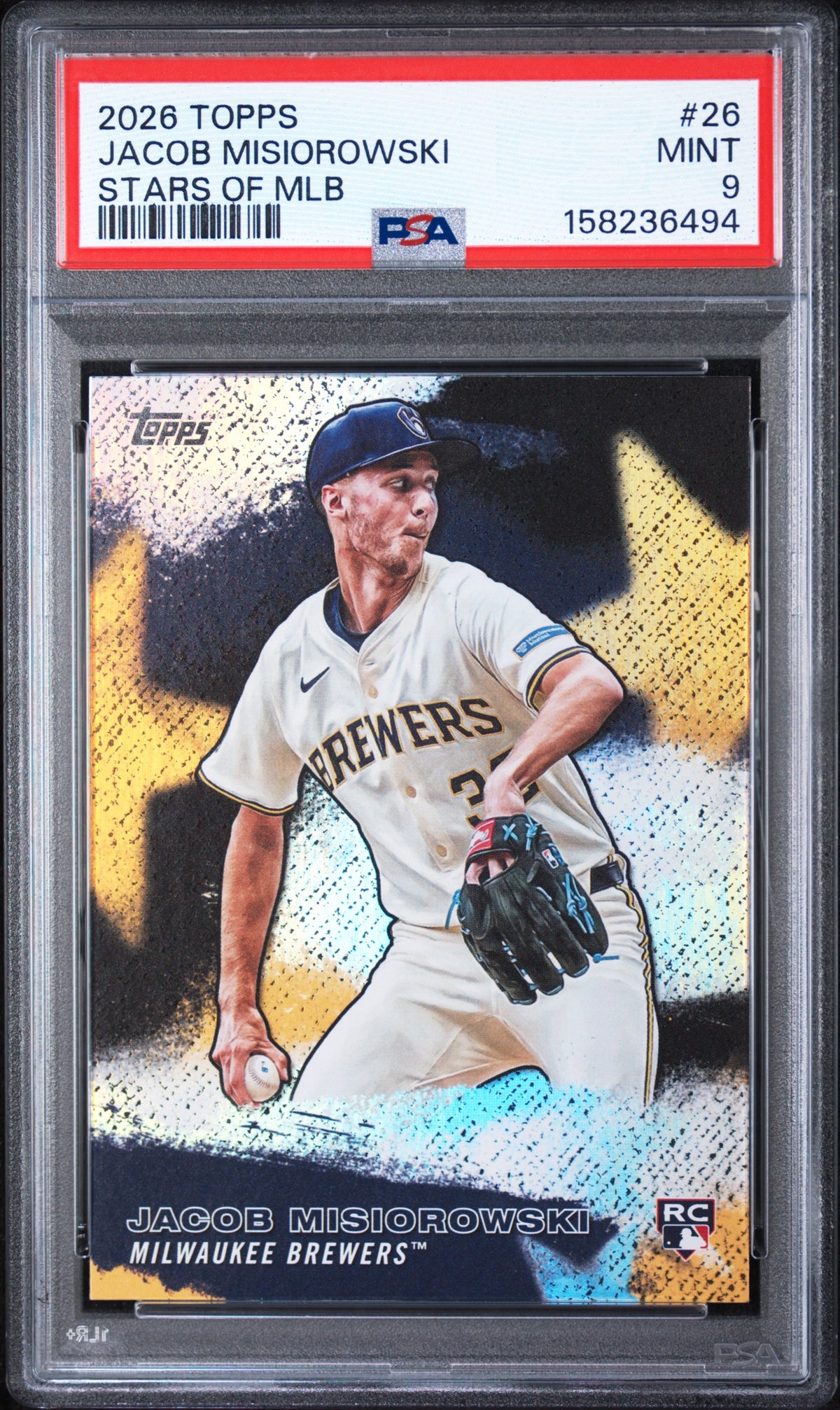 Jacob Misiorowski 2026 Topps Stars of MLB Rookie Card #26 PSA 9-Powers Sports Memorabilia