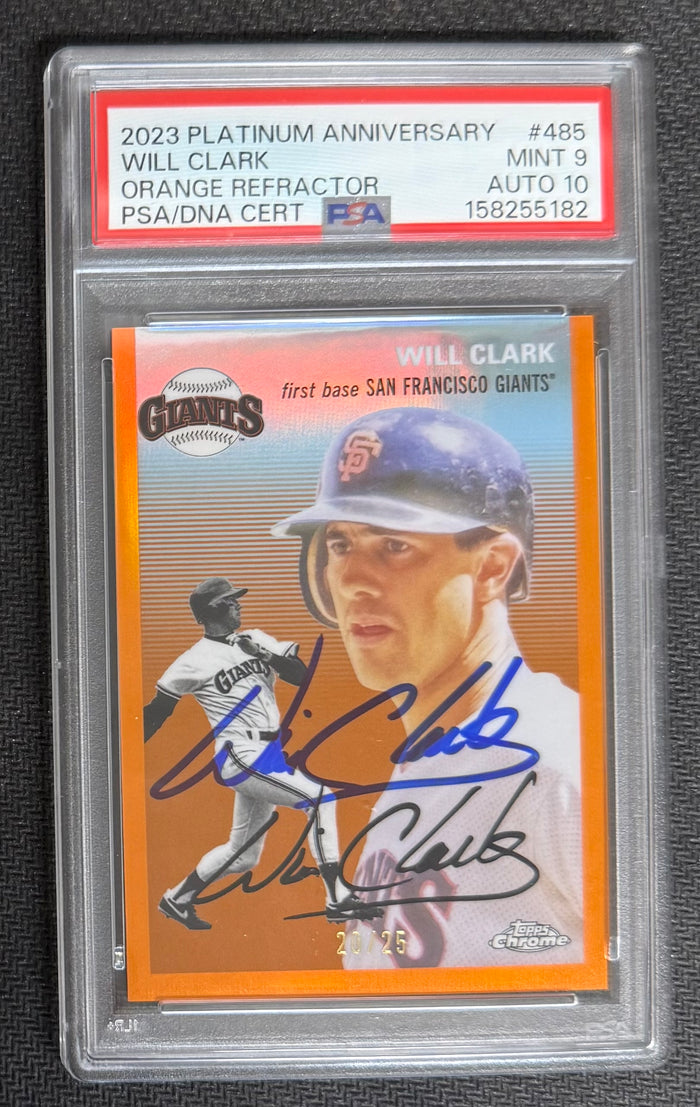 Will Clark 2023 Topps Chrome Orange Card #485 PSA 9 Auto 10 20/25-Powers Sports Memorabilia