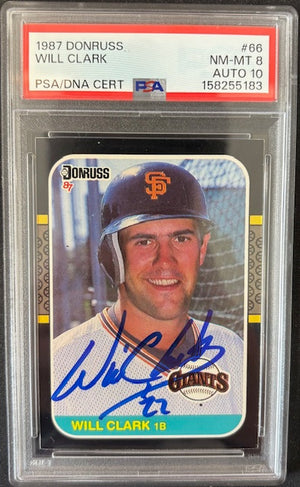 Will Clark 1987 Donruss RC Rookie Card #66 PSA 8 Auto 10 158255183-Powers Sports Memorabilia
