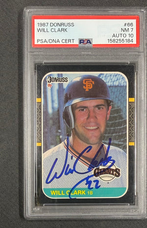 Will Clark 1987 Donruss RC Rookie Card #66 PSA 7 Auto 10 158255184-Powers Sports Memorabilia