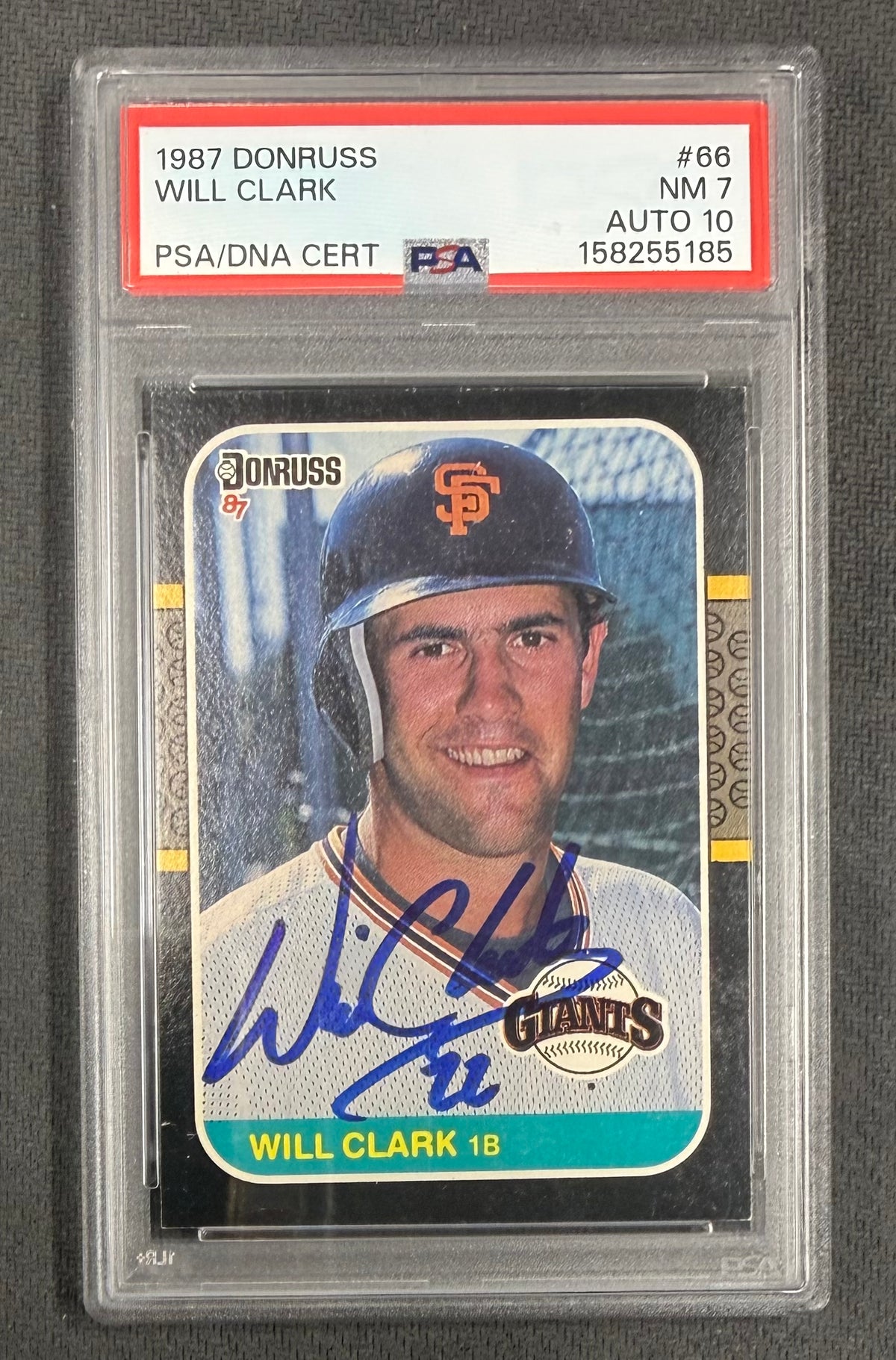 Will Clark 1987 Donruss RC Rookie Card #66 PSA 7 Auto 10 158255185-Powers Sports Memorabilia