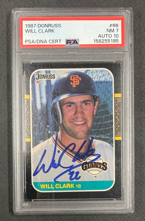 Will Clark 1987 Donruss RC Rookie Card #66 PSA 7 Auto 10 158255185-Powers Sports Memorabilia