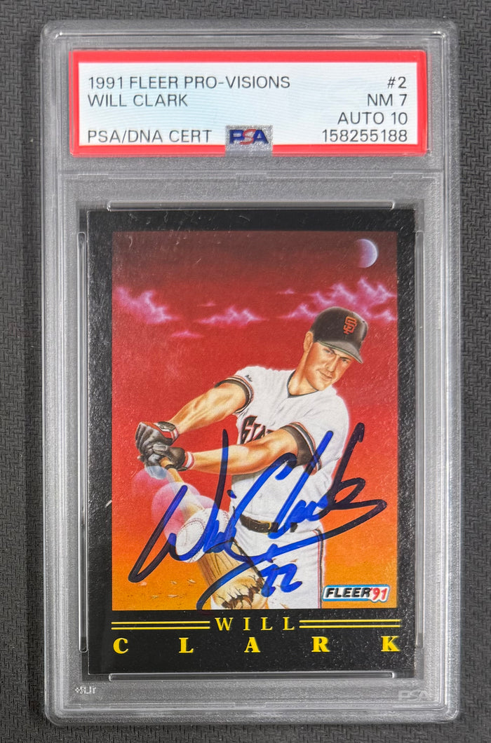 Will Clark 1991 Fleer Pro-Visions Card #2 PSA 7 Auto 10 158255188-Powers Sports Memorabilia