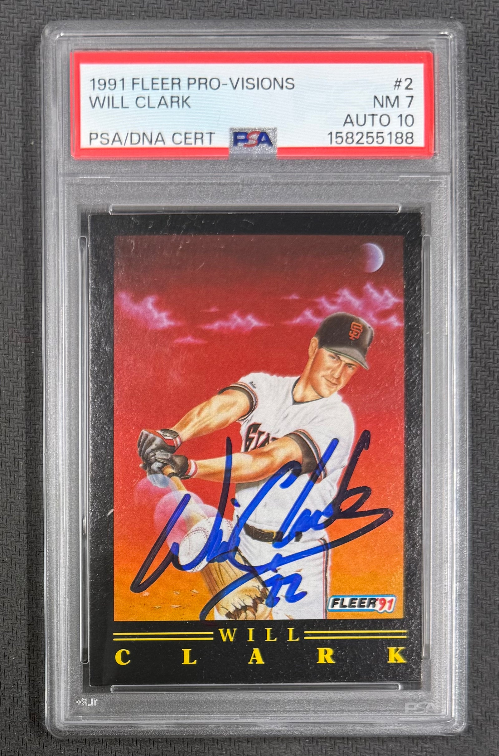 Will Clark 1991 Fleer Pro-Visions Card #2 PSA 7 Auto 10 158255188-Powers Sports Memorabilia