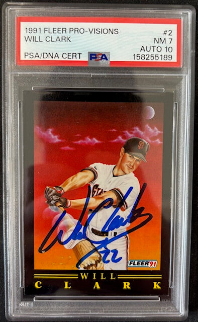 Will Clark 1991 Fleer Pro-Visions Card #2 PSA 7 Auto 10 158255189-Powers Sports Memorabilia