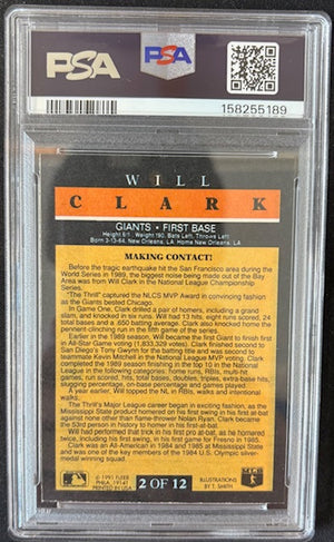 Will Clark 1991 Fleer Pro-Visions Card #2 PSA 7 Auto 10 158255189-Powers Sports Memorabilia