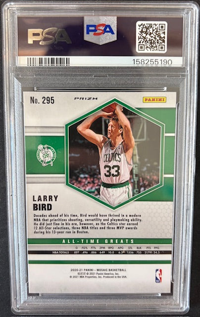 Larry Bird 2020 Mosaic Gold Wave Card #295 PSA 9 Auto 10-Powers Sports Memorabilia