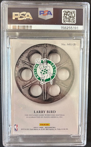 Larry Bird 2020 Noir Game Used Patch Card #LBI PSA 6 Auto 10 10/25-Powers Sports Memorabilia