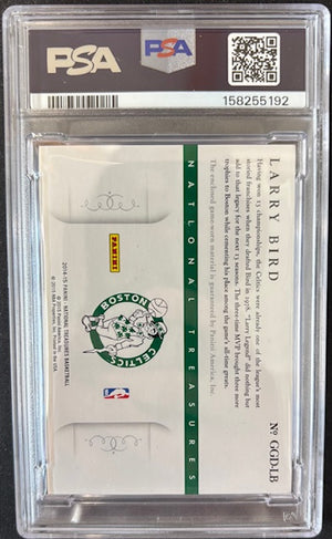 Larry Bird 2014 National Treasures Game Used Patch Card #LB PSA 8 Auto 10 50/99-Powers Sports Memorabilia
