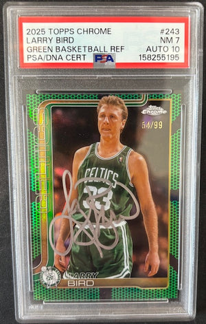 Larry Bird 2025 Topps Chrome Green Card #243 PSA 7 Auto 10 54/99-Powers Sports Memorabilia